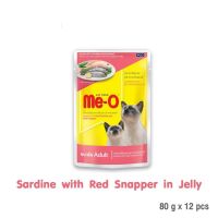 Me-O Pouch Adult Sardine with Red Snapper in Jelly 80gX12Pcs