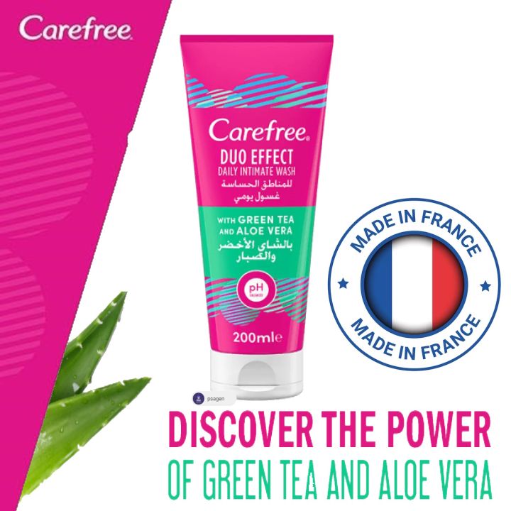 Carefree Duo Effect Daily Intimate Wash Hygiene Gel With Green Tea And Aloe Vera 200ml Lazada Ph 1682