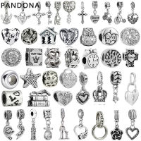 Pandona อุปกรณ์เสริมที่มีเสน่ห์ จี้สร้อยข้อมือที่มีเสน่ห์ อุปกรณ์เสริม DIY สีเงิน อุปกรณ์เสริมสร้อยข้อมือลูกปัดแบบรู จี้นกฮูก มอบของขวัญให้ตัวเอง ของขวัญสําหรับเพื่อน