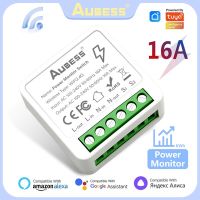 Aubess สวิตช์มอนิเตอร์ไฟฟ้า16A สวิตช์อัจฉริยะแบบไร้สาย DIY เบรกเกอร์พร้อมระบบควบคุม2ทางรองรับยานเดกซ์อลิซาเบต Google Home