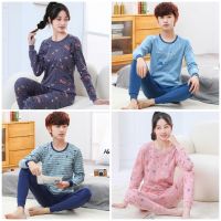 【Leafish】Teenager Long Sleeve Pajamas Set 140Cm-175Cm Cotton Young Men Loungewear Young Women Sleepwear For Spring Autumn