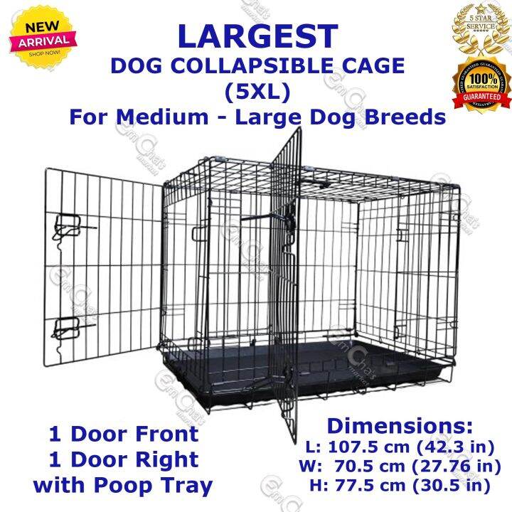 GIANT 5XL (JY005) 2Doors Collapsible Dogs (For Medium to Large Breeds) Breeds Dog Cage(anc)Dog