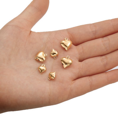 5ชิ้น/ถุงทองเหลืองทองแดง18K ชุบทองรูปหัวใจ Charm จี้สำหรับ DIY สร้อยข้อมือแฟชั่นสร้อยคอเครื่องประดับทำเครื่องเพชร