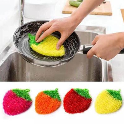 【CW】 Polyester Silk Dish Cleaning Strawberry Wipes Rag Dishwashing