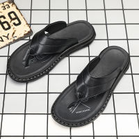 Hot Jumpmore ฤดูร้อนกลางแจ้งผู้ชายรองเท้าแตะหนังสีดำนุ่มสบาย Flip Flops ขนาด39-44