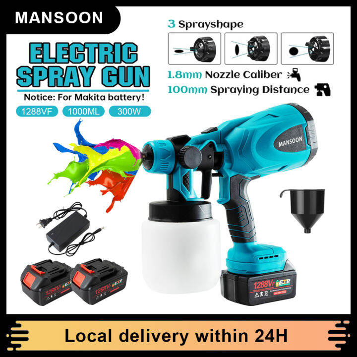 MANSOON cordless spray gun 1.8mm paint sprayer 800ML battery spray gun