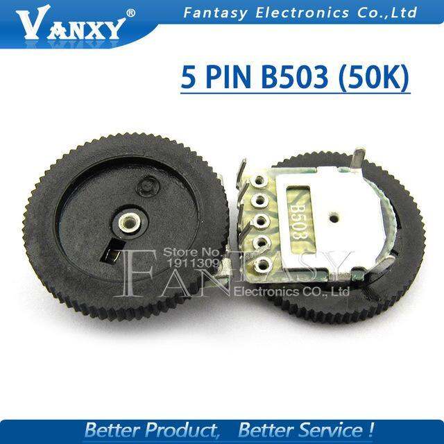 5pcs Double Gear tuning potentiometer B503 50K 5Pin 16*2mm Dial