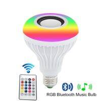 [HOT QQZIWWUJJWG 104] E27สมาร์ท RGB RGBW ลำโพงบลูทูธไร้สายหลอดไฟ12W หลอดไฟ LED เครื่องเล่นเพลงหรี่แสงได้เสียง24คีย์รีโมทคอนโทรล