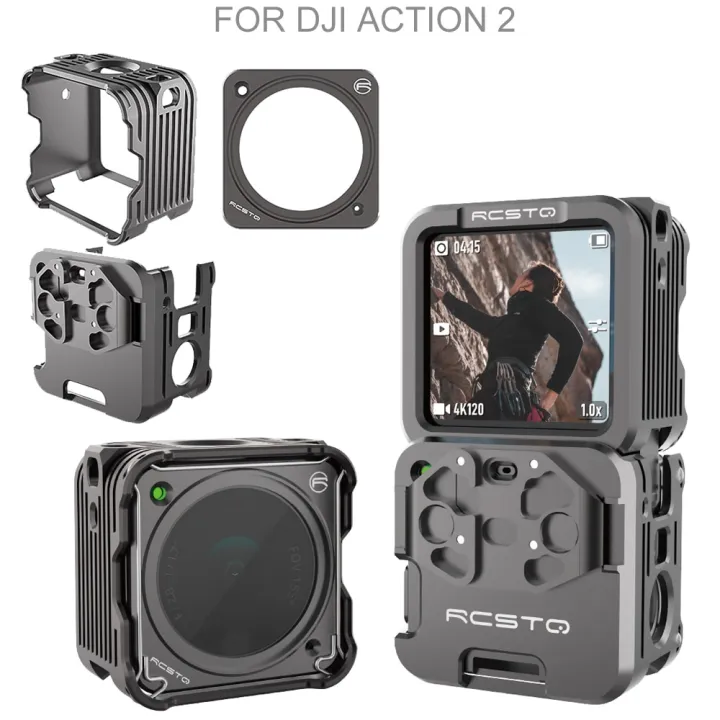 เคสป้องกันแบบอลูมิเนียมอัลลอยสำหรับ DJI ACTION 2,เคสโลหะเฟรมกรง + ตัว ...