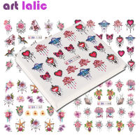 24pcs Baroque Nail Art Water Transfer Sticker Lace Flower Necklace Pattern Decorations Slider Manicure Watermark Decals Foils Nail Art Stickers