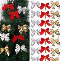 【YF】☋☊✲  12/24/36pcs Bow Decorations Gold Xmas Ornaments New Year 2024 Navidad Kerst