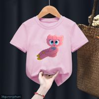 New Hot Sle Game Huggy Wuggy Kawaii T Shirt Poppy Playtime T-shirt Boys Cartoon Harajuku Kids Shirt Summer Fashion Girls Pink Clothes T Shirt Childrens Clothing Tshirt