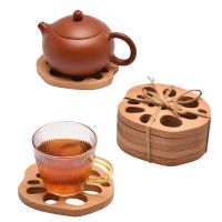 [COD] coaster hollow tea ceremony cup carved logo heat insulation protection mat beech lotus pad