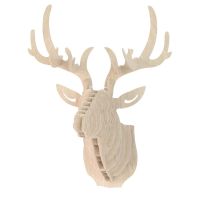 3D Wooden Puzzle Model Elk Deer Head Wall Decor Animal Sculpture Ornament Wall Art Decor