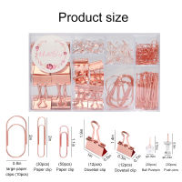 Bookmark Paper Clips Assorted Sizes Rose gold Large Paper Clips And Binder Clips Set