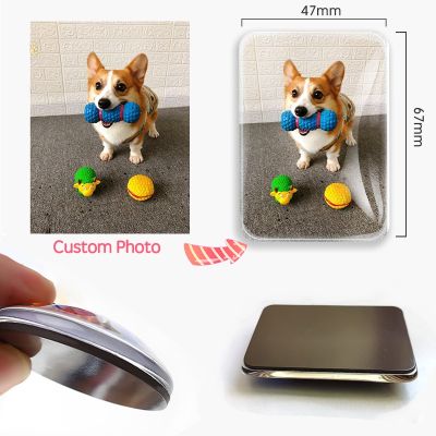 Custom Photo Lover Family Baby Pet Company Logo Crystal Glass fridge magnets tourist souvenirsGood memories Diy Personalized