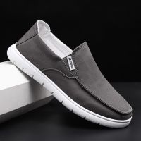 Fashion Slip-on Mens Canvas Shoes Breathable Lightweight Comfortable Men Shoes Summer Mens Casual Shoes Lazy Flat Shoes