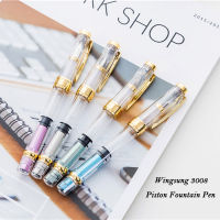 4PCS Set Yongsheng 3008 Piston Fountain Pen Full Transparent EFF Nib 0.380.5mm Golden Silver Trim Office Business Ink Pen