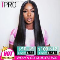 Easy Wear and Go Wig 4x4 Pre-Cut HD Lace Closure Wig 180 Glueless Human Hair Wig For Women Transparent Straight Lace Front Wig [ Hot sell ] TOY CENTER