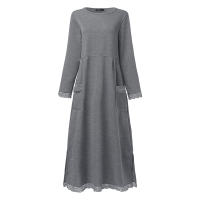 ZANZEA Women Turtleneck Long Sleeve Sweatshirts Dress Casual h Fluffy Patchwork Long Dress Autumn Vintage Vestido Sundress