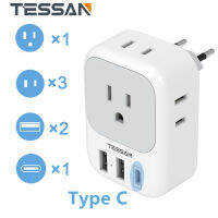 Type C Charger Philippines to European Travel Adapter USB C Charger ,TESSAN Philippines Type C Adapter to Italy Spain France Russian Korea Iceland International Travel Plug with 4 Outlets &amp;3 USB Ports, USB C Adapter Charger Adaptor for Most of Europe EU