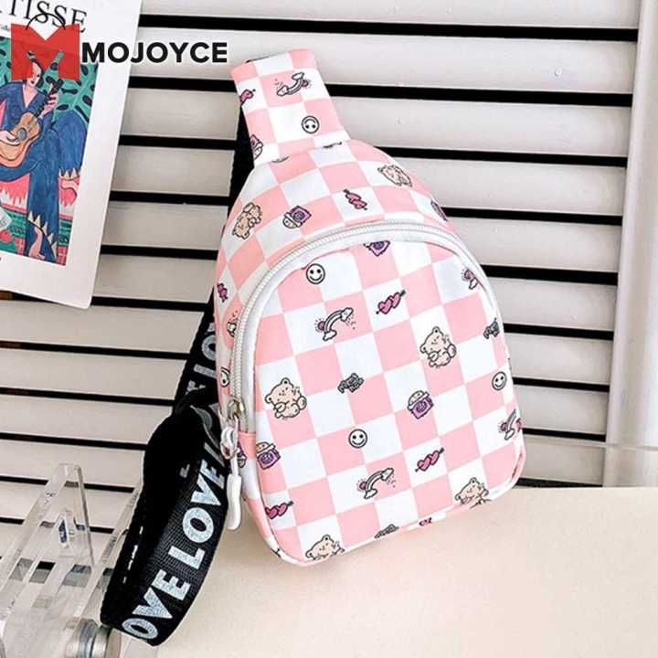 Minimalist Fashion Plaid Pattern Kids Crossbody Bag For Boys And