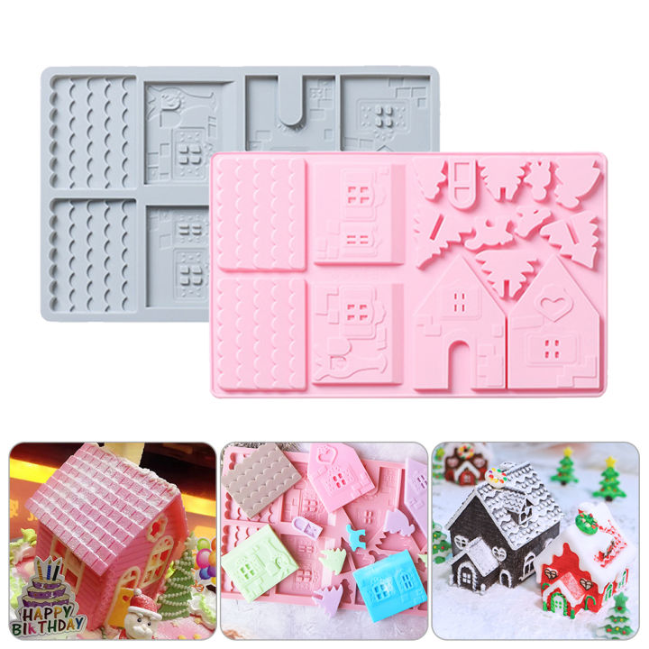 3D Christmas Gingerbread House Silicone Mold Chocolate Cake Mould DIY  Biscuits Baking Tools