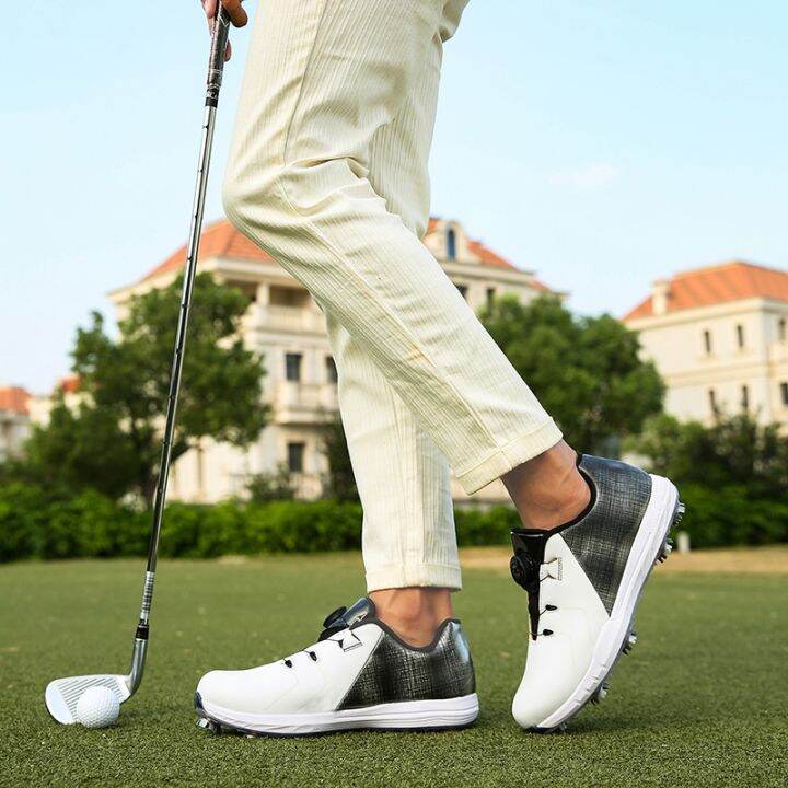 professional-spike-golf-shoes-men-39-s-white-jogging-walking-sneakers-outdoor-grass-high-quality-swivel-buckle-golf-sneakers