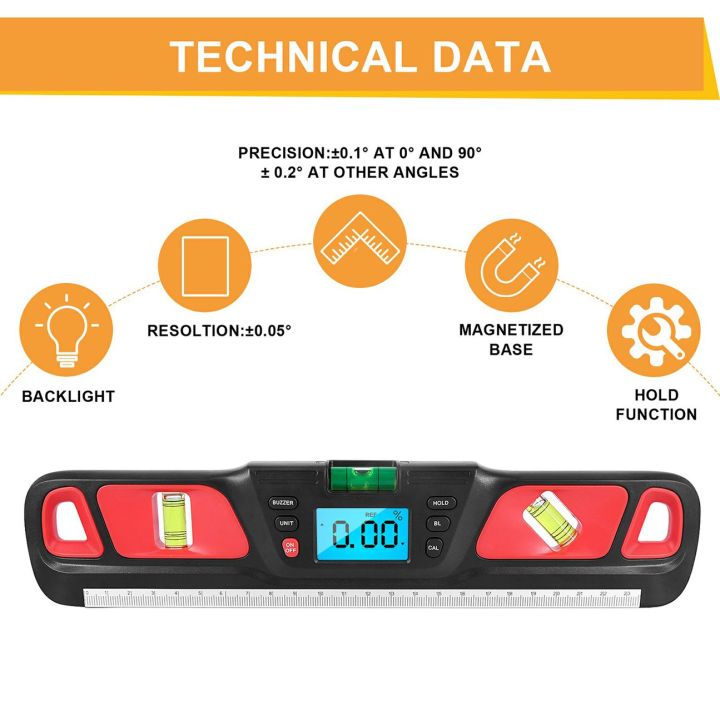 ผู้ขายที่ดีที่สุดดิจิตอลไม้โปรแทรกเตอร์มุม-finder-inclinometer-ระดับอิเล็กทรอนิกส์360องศา