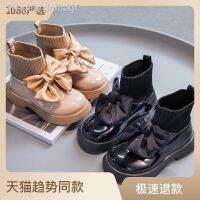 【hot】℗  Girls sock shoes 2023 autumn new princess leather single Korean version short boots