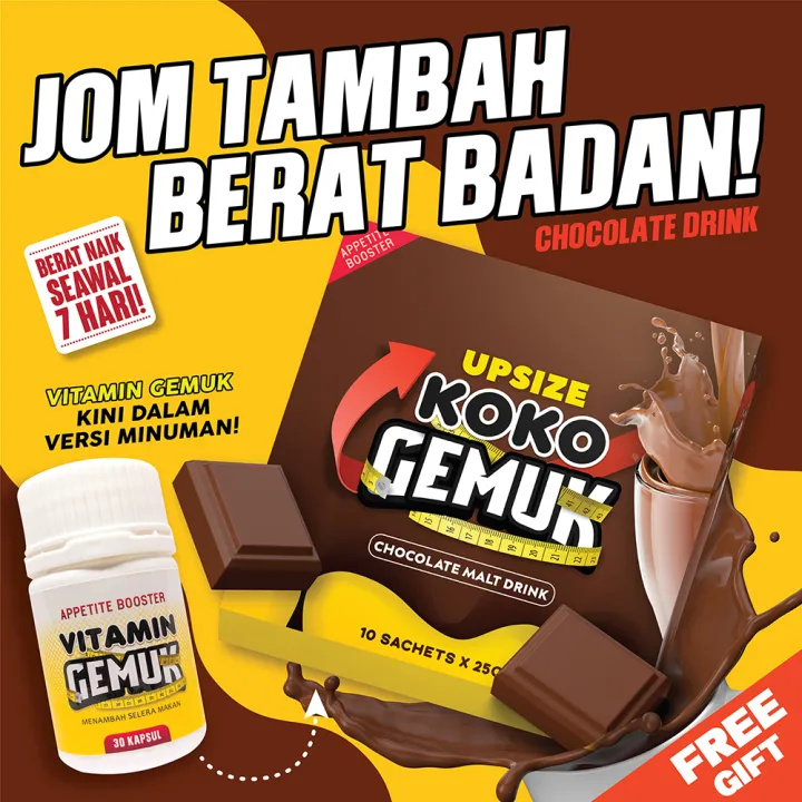 10 sachet Koko Gemuk ( Vitamin Gemuk ) UPSIZE BODY XPRESS Tambah