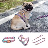 Dog Collars Fashion Designer Print Non-Escape Nylon Dog Harness Breakaway Quick Release Pet Harness Vest Walking Lead Adjustable Collars