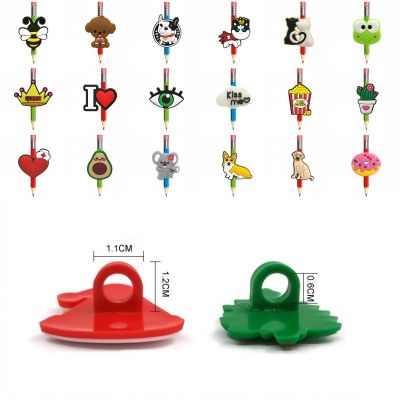 50Pcs Animals Dog Bee PVC Pen Cover Anti-Rolling Pencil Topper Caps Cartoon Straw Stethosope Charm Teacher Student Stationery