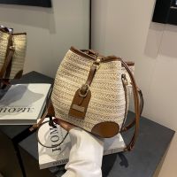 Drawstring Straw Shoulder Bags for Women Handbags Summer Beach Rattan Boho Woven Bucket Weaving Handmade Casual Crossbody Bags