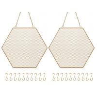 Hanging Earring Holder Wall Mounted, 2 Packs Earring Organizer Decorative Hexagon Hanging Jewelry Organizer Grid Shape