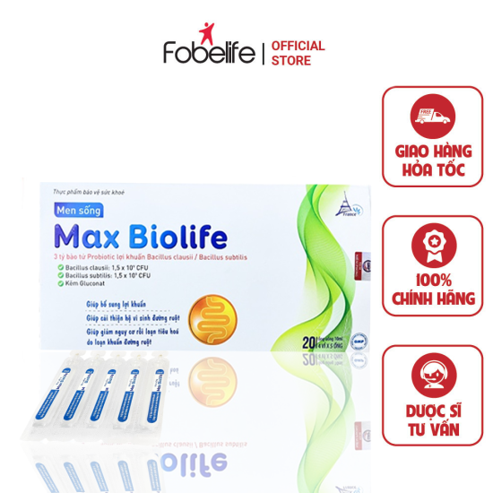 Men sống lợi khuẩn hỗ trợ tiêu hóa max biolife hộp 20 ống - ảnh sản phẩm 1