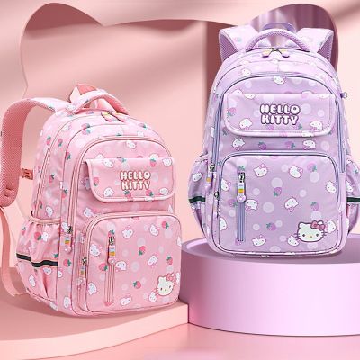 Sanrio Hello Kitty Schoolbag Cartoon Strawberry Kitty Cat Bags Burden Alleviation Protect Spine Waterproof Anti Lost Backpack