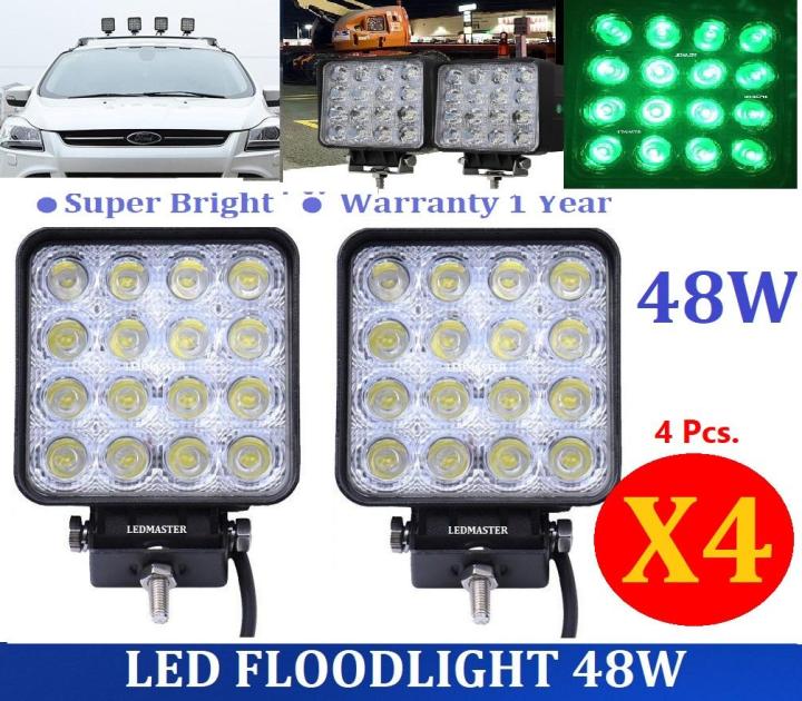 x4-เเพ็ค-4-ชิ้น-สุดคุ้ม-led-floodlight-12-24v-โคมไฟสปอร์ตไลท์สำหรับไฟเรือ-ไดหมึก-ตกหมึก-ใช้งานกับเเบตเตอรี่ได้-ขนาด-4-นิ้ว-48-watt-เเสงสีเขีย