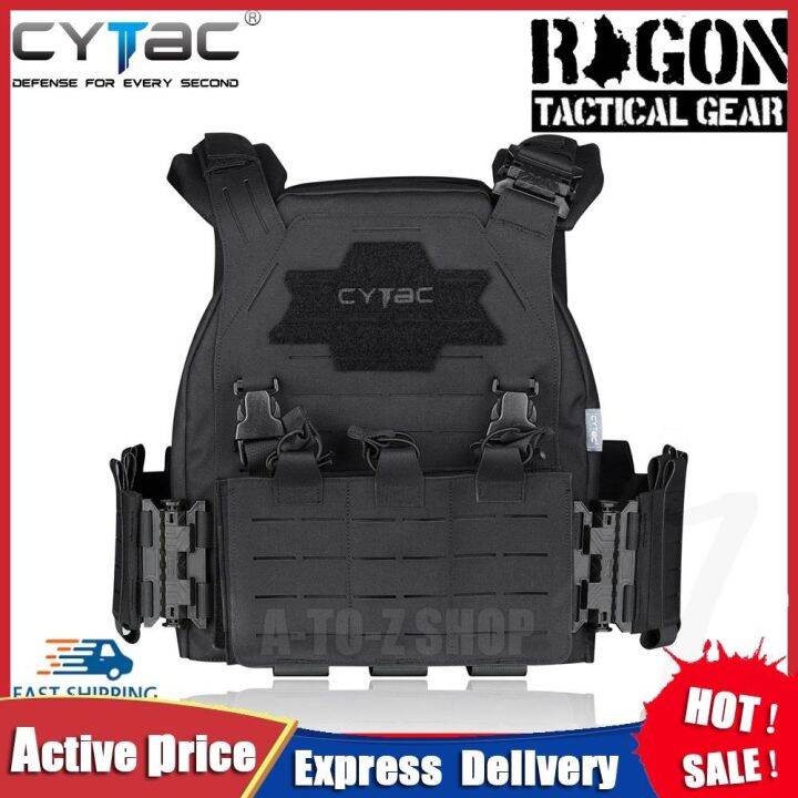 CYTAC Military Black Tactical Vest Fire-retardant 500D Nylon 100 ...