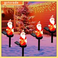 GOTORADE สโนว์แมน ไฟพลังแสงอาทิตย์ แอลอีดี ซานตาคลอส โคมไฟแบบเสาเข็ม ของใหม่ เรซิน โคมไฟติดพื้น คริสมาสต์