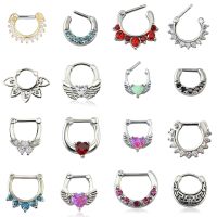 ZS 1 PC16G Indian Crystal Nose Rings With CZ for Women Opal Stone Septum Piercing Surgical Steel Nose Piercings Body Jewellery Body jewellery