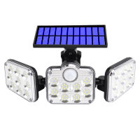 3 Head PIR Motion Sensor LED Solar Light Outdoor IP65 Waterproof Solar Wall Lamp Post Light Wide Angle Illumination 3 Modes Lamp