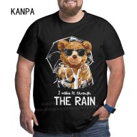 Raining Bear T Shirt For Big Tall Man Black Tshirts Tee Clothing Work