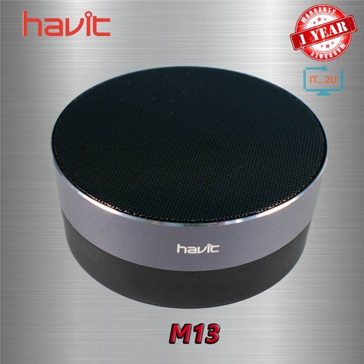 best-seller-havit-m13-portarble-wireless-speaker-สีเทา-ดำ-ที่ชาร์จ-หูฟัง-เคส-airpodss-ลำโพง-wireless-bluetooth-คอมพิวเตอร์-โทรศัพท์-usb-ปลั๊ก-เมาท์-hdmi-สายคอมพิวเตอร์