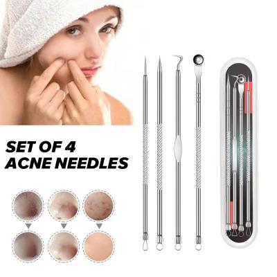 Acne Needle 4pcs Silver Black Head Needle Set Multifunctional Tool Beauty Needle Picking For Acne F4T1