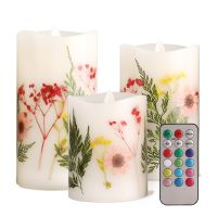 Dried Flower Candles Lamp LED Tealight Romantic Pillar Light Battery Operated Creative Flameless Electronic Candle Home Decor