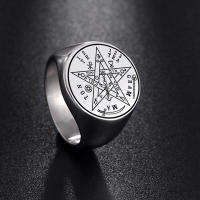 วินเทจ Tetragrammaton ไวกิ้งแหวน Wahyeh Magical ความสุขแฉกของ Solomon Amulet สแตนเลสยันต์ผู้ชายแหวนพังก์