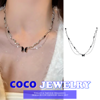 เครื่องประดับ COCOJEWELRY สร้อยคอผีเสื้อแบบไม่สม่ำเสมอของผู้หญิงใหม่ของเครื่องเทศเย็นหวานสไตล์สาวๆโซ่ไหปลาร้าดีไซน์เฉพาะกลุ่มสร้อยคอหรูเบา