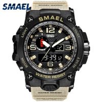 Smael นาฬิกาข้อมือดิจิตอล Led สีดํากันน้ําสําหรับผู้ชาย 24h Chronograph Led