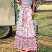 【CC】✐  Boho Temperament Skirts 2023 All-Match Streetwear Printed Elastic Waist Ruffled Skirt